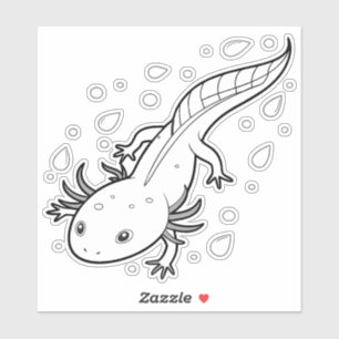 Sticker la peau lisse d'un axolotl est enduite de rosée