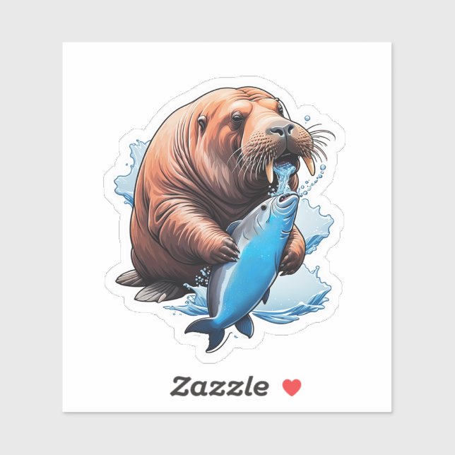 Sticker La Pêche Au Walrus Dans La Mer (Feuille)