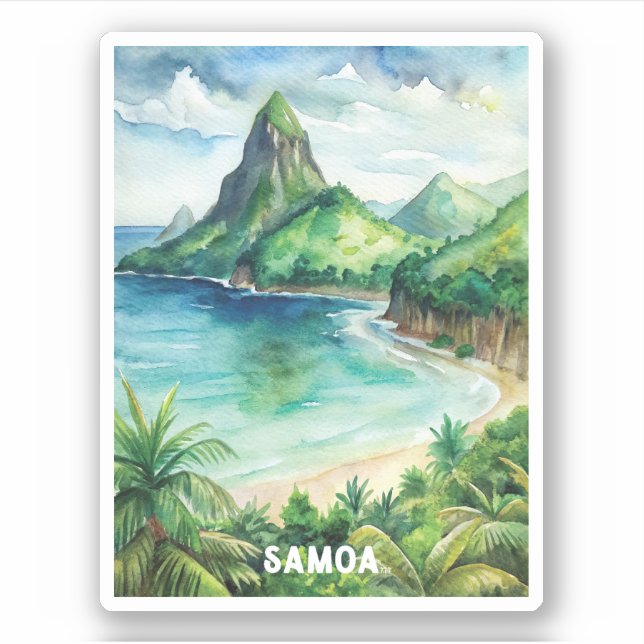 Sticker La peinture aquarelle du parc national des Samoa (Devant)