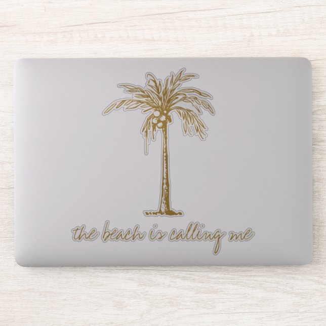 Sticker La plage m'appelle Golden Coconut Palm Tree (Ordinateur)