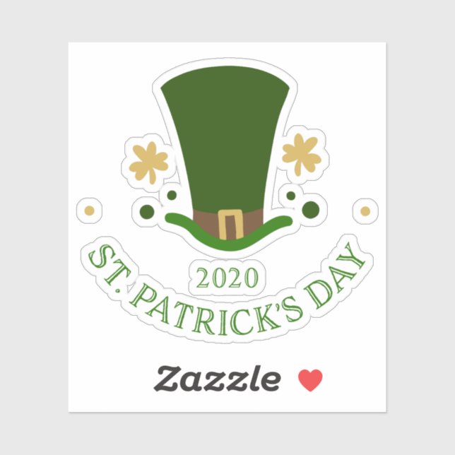 Sticker La prière de la Saint Patrick casquette et shamroc (Feuille)