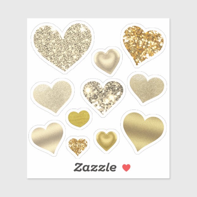 Sticker La Saint Valentin Parties scintillant de coeur d'o (Feuille)