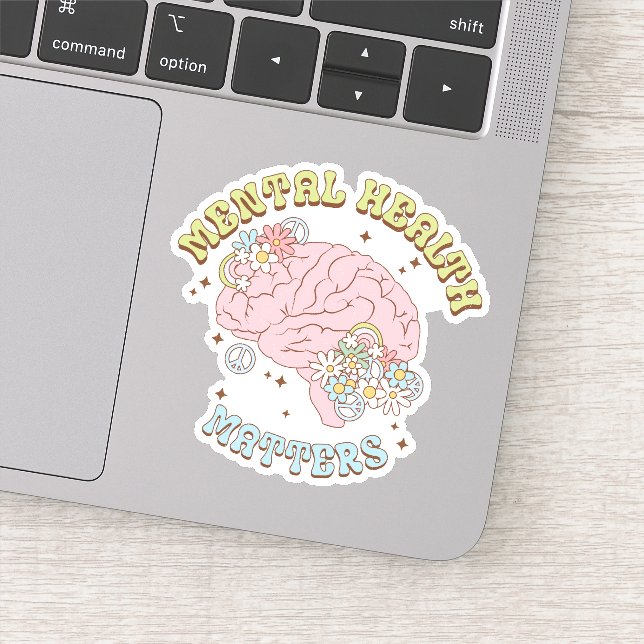 Sticker La Santé Mentale Rétro, ça compte Vinyl Floral (Détail)