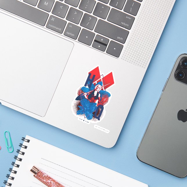 Sticker La Suicide Squad | Harley Quinn Fern & Diamonds (Ordinateur portable avec iPhone)