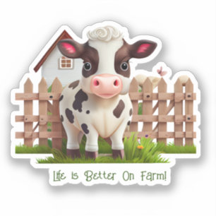 Sticker La vie de la vache mignonne est meilleure sur la f