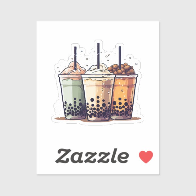 Sticker La vie est courte, buvez le boba (Feuille)