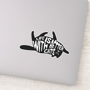 Sticker La vie est meilleure avec les chats   Typographie 