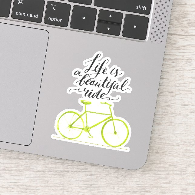 Sticker La Vie Est Un Beau Voyage Vert Lime (Détail)