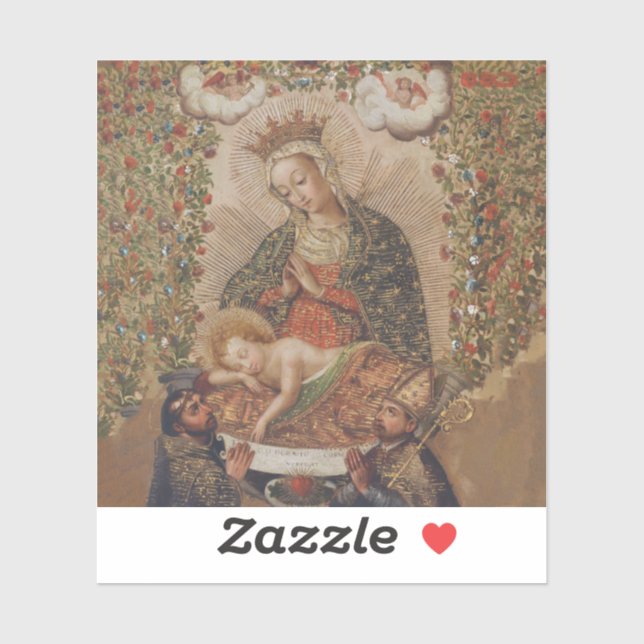 Sticker La Vierge adorant le Christ Enfant Noël (Feuille)