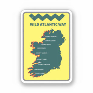 Sticker La Wild Atlantic Way, voyage côtier en Irlande