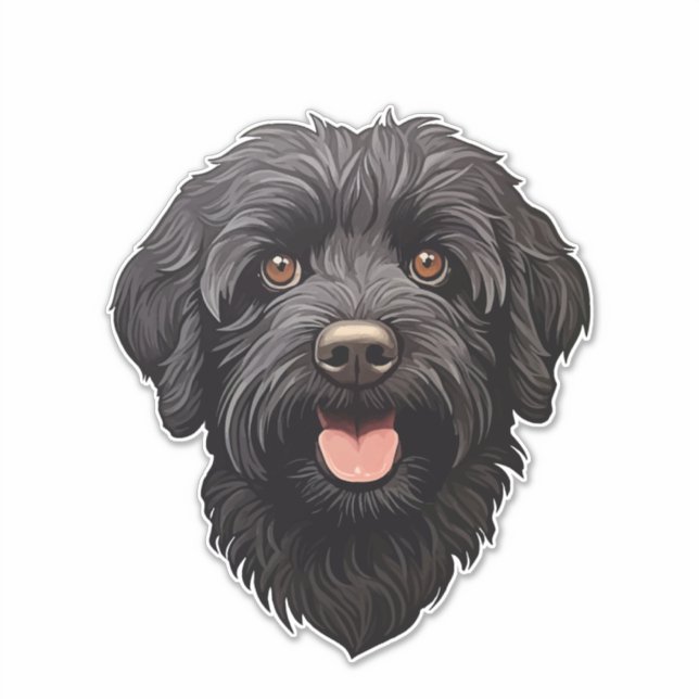 Sticker Labradoodle Chien noir (Devant)