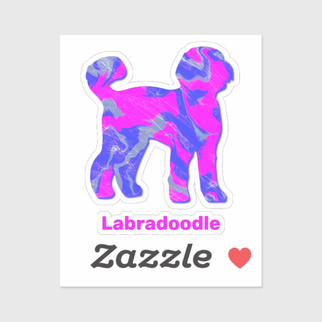 Sticker Labradoodle Chien Silhouette fou Hot rose (Feuille)