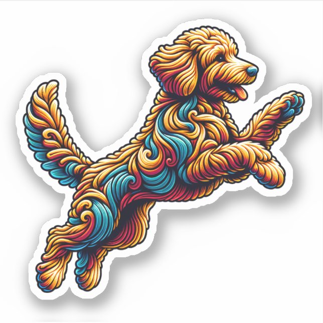 Sticker Labradoodle Vinyl Dog (Devant)