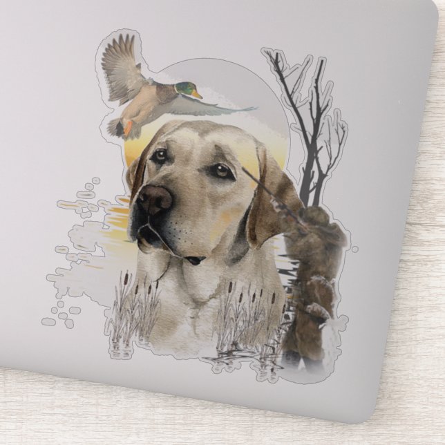 Sticker Labrador, chasse aux canards (Détail)