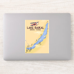 Sticker Lac Baïkal Sibérie Affiche de voyage russe Carte