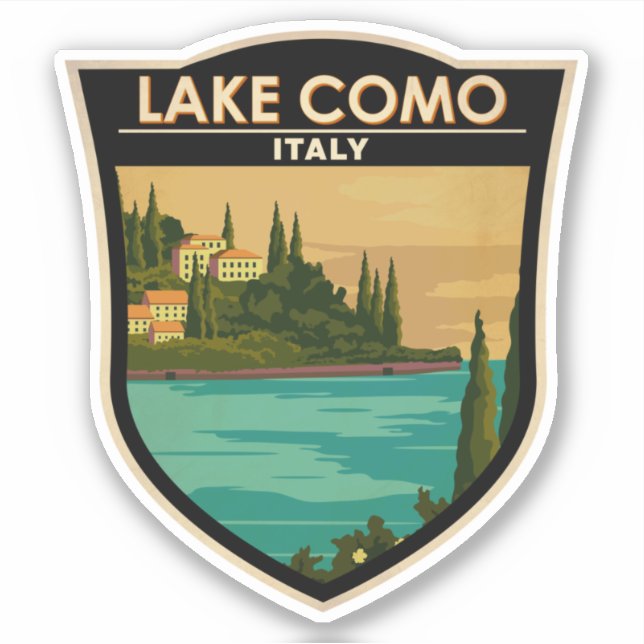 Sticker Lac de Côme Italie Vintage (Devant)