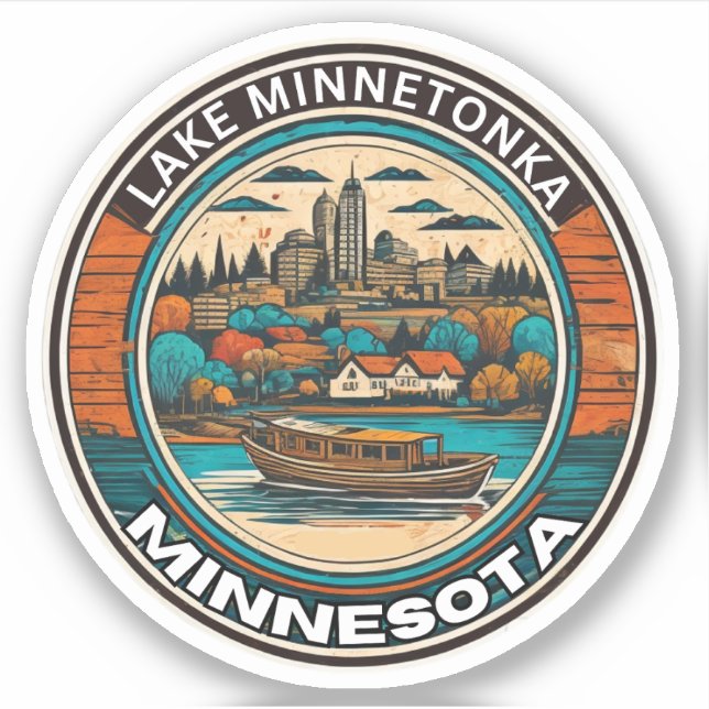 Sticker Lac Minnetonka, Minnesota pêche et navigation de p (Devant)