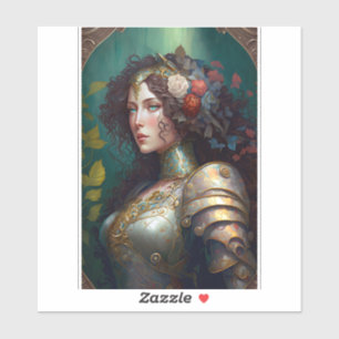 Sticker Lady Knight Warrior Armor Imaginaire Art