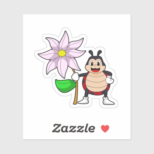 Sticker Ladybug avec Flower.PNG (Feuille)