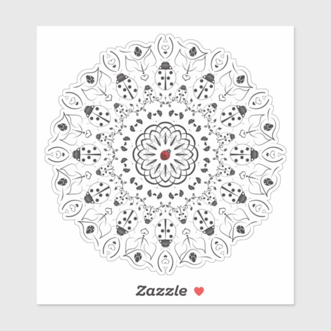 Sticker Ladybug Spirit Animal Mandala (Feuille)
