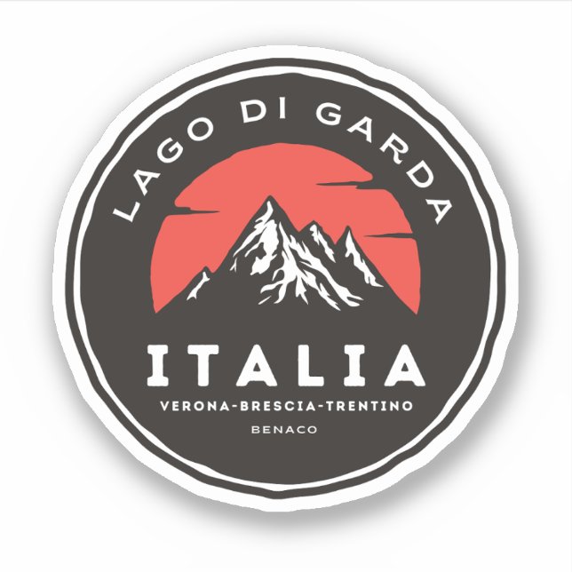 Sticker lago di garda - lac garda col alpes italiennes mot (Devant)