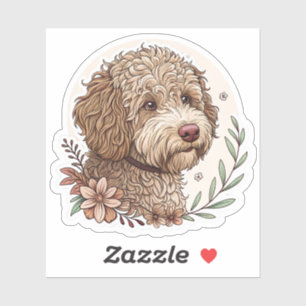 Sticker Lagotto Romagnolo Chien à l'aquarelle mignon ave