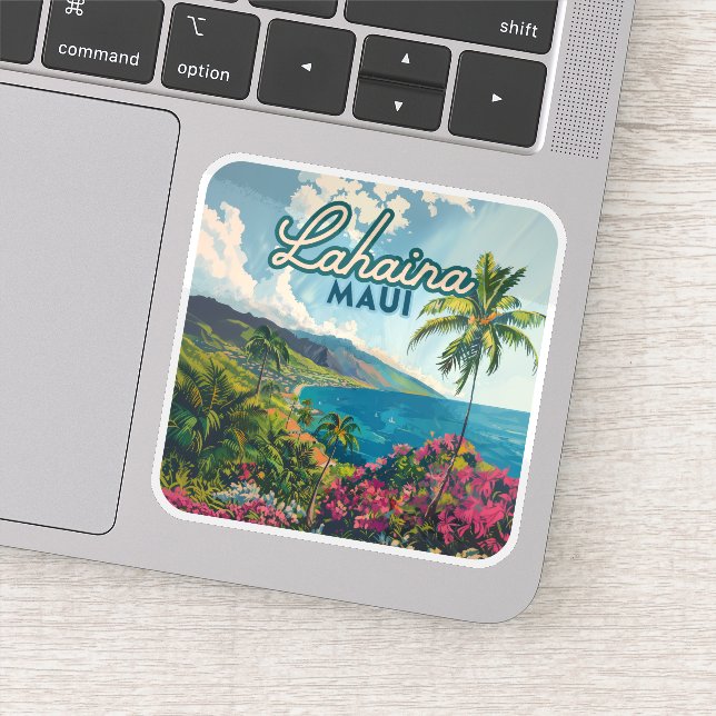 Sticker Lahaina Maui Hawaii Beach Coast Retro (Détail)