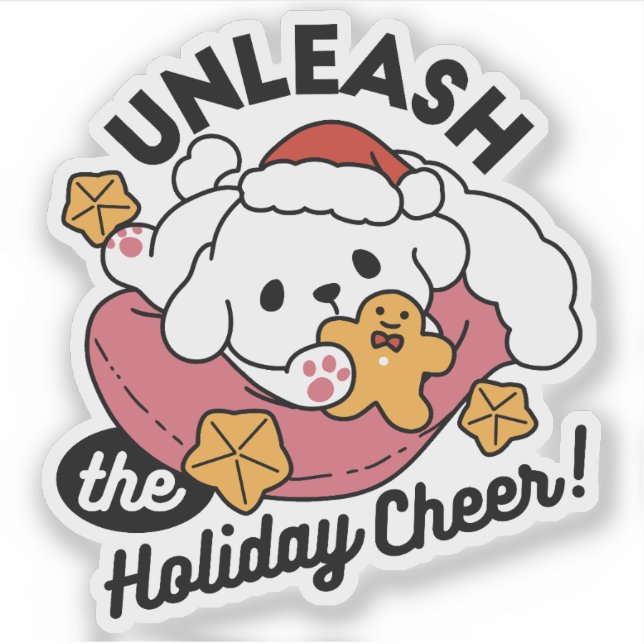 Sticker Laisser la joie des fêtes - Noël de chien mignon (Devant)