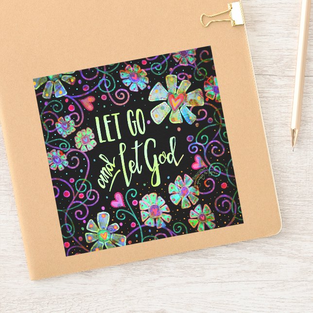 Sticker Laissons Dieu Noir Floral Plutôt Inspirivé (Carnet)