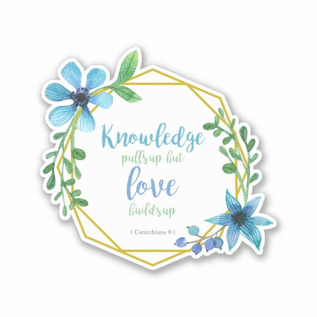 Sticker L'amour construit vers la Bible citation fleurs co (Devant)