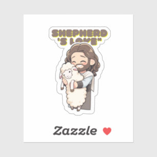 Sticker L'amour du berger de Noël avec l'agneau pour Jo de