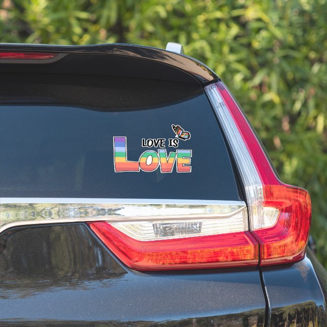 Sticker L'amour est amour arc-en-ciel (Côté voiture)