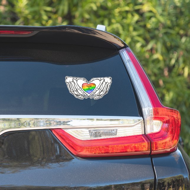 Sticker L'Amour Est L'Amour Mains De Squelette (Côté voiture)