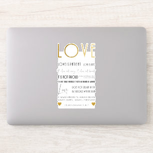 Sticker L'amour est patient Citation biblique faux or Typo