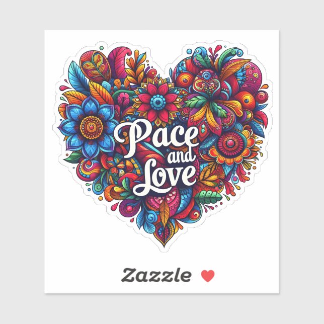 Sticker L'amour et la paix dans l'art floral (Feuille)