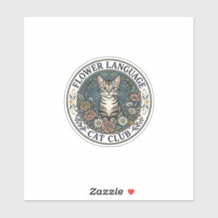 Sticker Langage Fleur Chat Chat Graphique Tee Art - Fleur