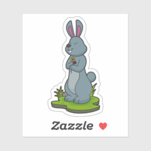 Sticker Lapin aux fleurs