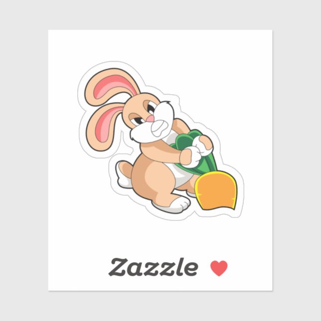 Sticker Lapin avec carotte (Feuille)