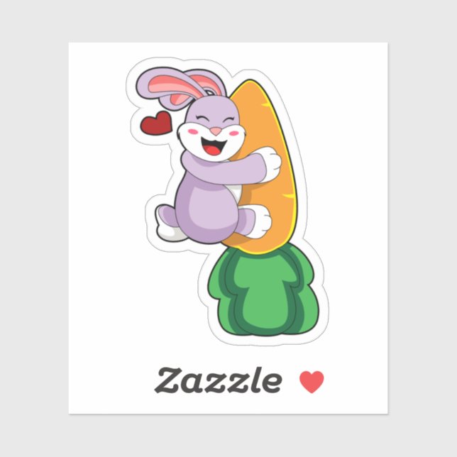 Sticker Lapin avec carotte (Feuille)