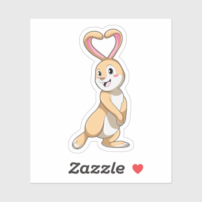 Sticker Lapin avec coeur (Feuille)
