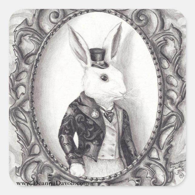 Sticker lapin blanc Alice dans Sticker au pays des (Devant)
