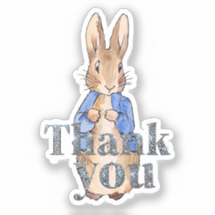 Sticker Lapin classique Bunny veste bleue Merci