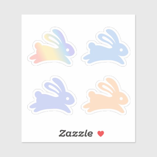 Sticker Lapin Coloré Ensemble de lapin 4 (Feuille)