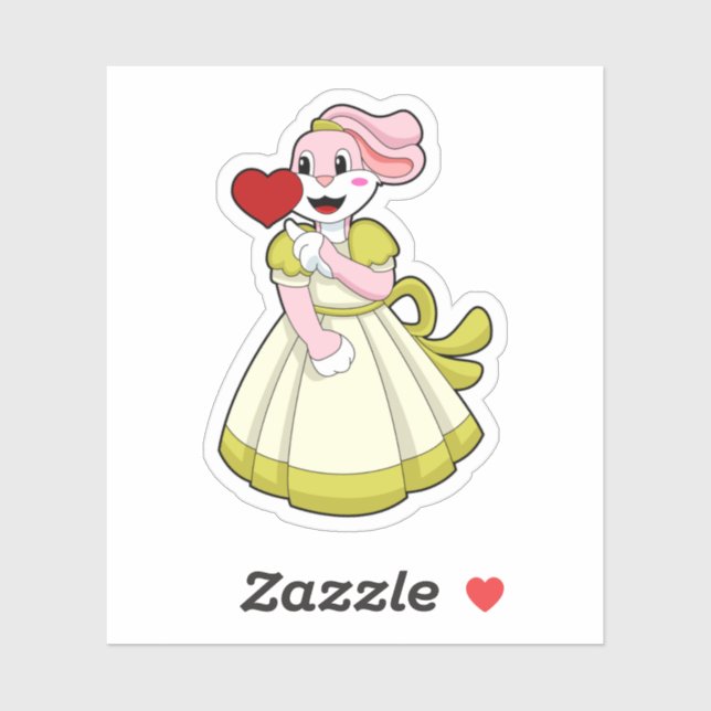 Sticker Lapin comme Mariée avec robe Mariage.PNG (Feuille)