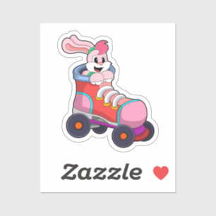 Sticker Lapin comme Patineur Inline avec Patins Inline