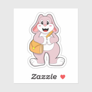 Sticker Lapin comme randonneur avec sac