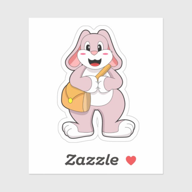 Sticker Lapin comme randonneur avec sac (Feuille)