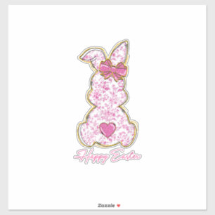 Sticker Lapin de Pâques Filles Femmes Rose Floral 