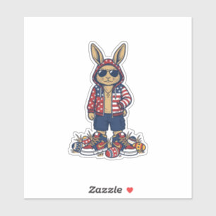Sticker Lapin de Pâques patriotique Vintage Vector T-Shirt