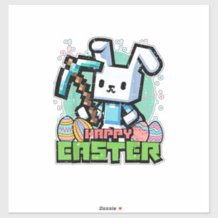 Sticker Lapin de Pâques Pixel Jeu Jeux Joueur Garçons Ki